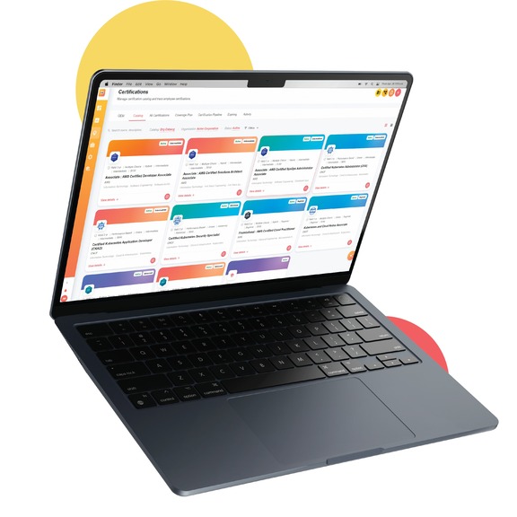 Proknack certification management dashboard on laptop